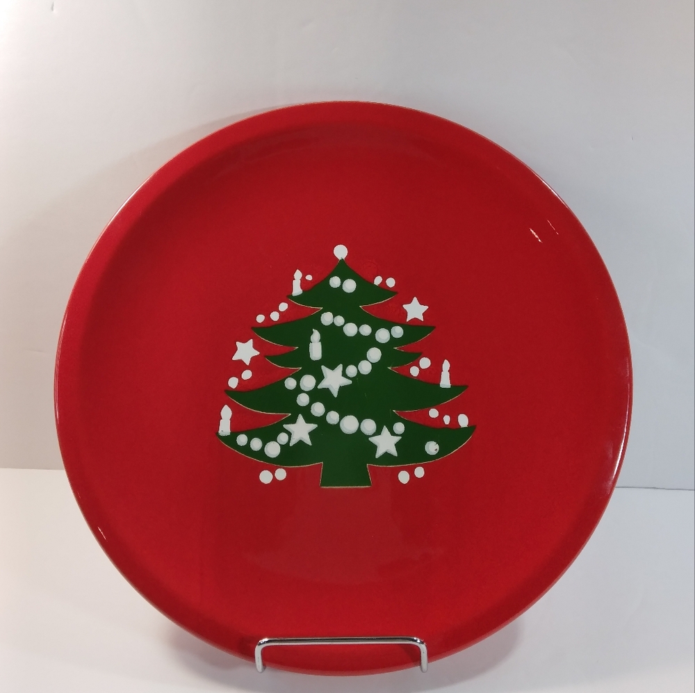 COPY - Vintage Waechtersbach 10" Red Christmas Tree Plate, READ.